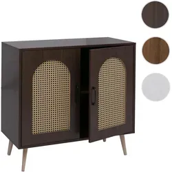 Mendler Kommode HWC-P51 – Stilvolles Sideboard mit Poly-Rattan-Elementen - Moderne Kommode mit kratzfester Melamin-Oberfläche und zwei großzügigen Ablagefächern. Ideal für Wohnzimmer, Flur oder Homeoffice, bietet sie eleganten Stauraum und ein zeitloses Designhighlight.