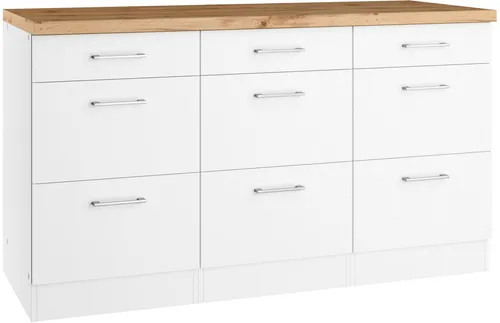 KOCHSTATION Unterschrank KS-Milan 150 cm, matte oder hochglänzende Fronten - Stilvoller Unterschrank »KS-Milan« von KOCHSTATION für mehr Stauraum in der Küche. Robuste Holzwerkstoffkonstruktion mit langlebigen Metallgriffen. Ideal für ein modernes Ambiente, harmoniert perfekt mit weiteren Möbeln.