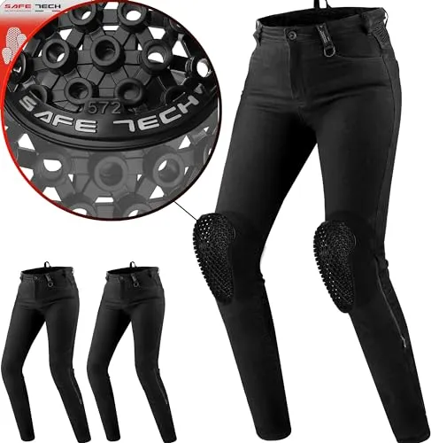SHIMA Flexx Damen Motorrad Jeans mit Knieprotektoren - Hochflexible Motorradhose für Frauen, mit atmungsaktiven SafeTech™ Knieprotektoren und perfekter Passform durch dehnbaren Stoff. Ideal für Sicherheit und Komfort beim Fahren.