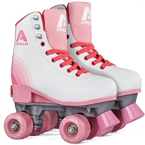 Apollo Disco Roller – Verstellbare Quad-Skates für Kinder und Erwachsene - Inliner für Kinder und Erwachsene, größenverstellbar von 31 bis 42, ideal für langanhaltenden Fahrspaß und komfortables Cruisen im Retro-Look.