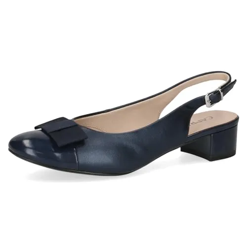 Caprice Damen Slingpumps mit Schleife Elegant – Blau (Navy Comb), 37.5 EU - Damen-Pumps mit ANTISHOKK-Technologie für über 50% Dämpfung, schützen Wirbelsäule und Gelenke. Ideal für schicke Anlässe, vereinen sie Komfort und eleganten Stil.