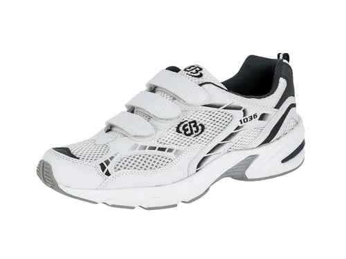 Brütting Herren Force V Fitnessschuhe, Weiß Blau Silber, 37 EU - Laufschuhe mit Klettverschluss für einfachen Einstieg, ideal für Fitness und Freizeit mit normaler Passform und runder Schuhspitze.