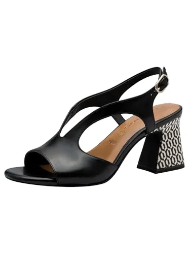 Tamaris Sandalette Damen Banana schwarz, EU 38 - Wanderschuhe mit ANTI-Slide und ANTI-Shokk-Technologien für optimale Dämpfung und Komfort. Bequeme Decksohle und eleganter Banana Absatz machen jeden Schritt zum Vergnügen!