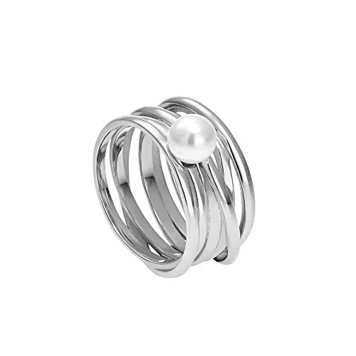 Heideman Damenring Serpens aus Edelstahl mit Perle in Silber, Gold und Roségold - Eleganter Damenschmuck aus hypoallergenem Edelstahl, perfekt für empfindliche Haut. Ideal als stilvolles Geschenk für besondere Anlässe – von Alltag bis Festlichkeit.