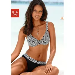s.Oliver Bügel-Bikini mit grafischem Druckdesign schwarz 38 - Bademode mit verstellbaren Trägern und Bügel für perfekten Halt, aus hochwertigem Material mit LYCRA® XTRA LIFE für langanhaltende Passform und Komfort.