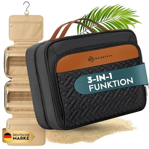 Kulturtasche Damen Groß – 3-in-1 Aufbewahrungslösung für Reisen - Die vielseitige 3-in-1 Kulturtasche bietet ein Hauptfach, ein Schmuckfach und eine herausnehmbare Schminktasche. Ideal für Ordnung und Flexibilität unterwegs. Mit praktischem Aufhängehaken und wasserabweisendem Material – perfekt für Reisen und Zuhause!