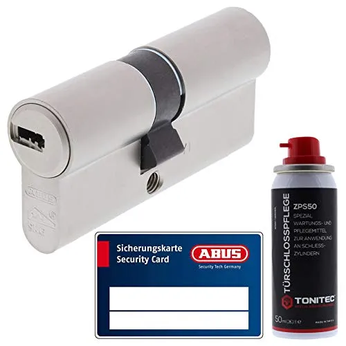 ToniTec Set aus ABUS Schließzylinder Türzylinder als Doppelzylinder EC660 GS gleichschließend inkl. 3 Schlüssel je Bestellung mit Sicherungskarte Größe 35 70mm + ToniTec Pflegespray