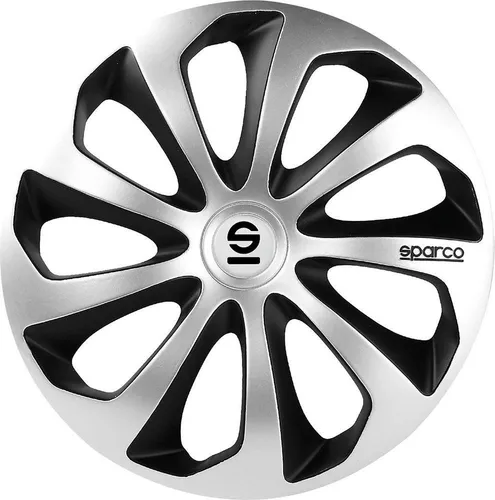 SICILIA BICOLOR FELBENKAPPE 13" SILBER/SCHWARZ - 4 STÜCK - Hochwertige Felgenkappen für 13" Räder, robust und stylish. Perfekt für dein Fahrzeug und schützt die Felgen vor Schmutz.