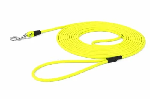 Hundeleine Flamingo Caspar Fluo Gelb – 10m x 6mm Biothane mit Handschlaufe - Diese robuste und pflegeleichte Hundeleine bietet 10m Bewegungsfreiheit und hervorragende Kontrolle. Ideal für Training und Alltag, bleibt sie auch bei jedem Wetter formstabil und leicht zu reinigen.