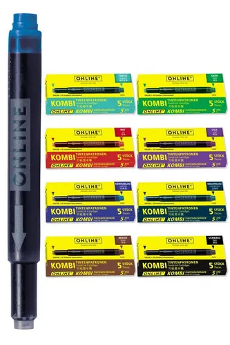 Online Pen Kombi-Tintenpatronen Tintenpatrone (Universal-Füllhalter Patronen auch passend für LAMY, Pelikan, etc., Füller Patronen Vorteilspack)
