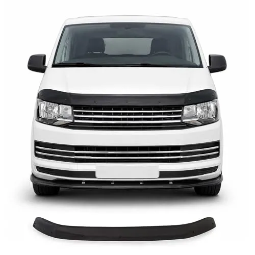 OMAC Motorhaube Deflektor für VW T6 T6.1 Transporter 2015-2024 - Lüftungsgitter mit präzisionsgefertigtem Motorhaubenabweiser, schützt vor Schmutz und Insekten, verbessert die Aerodynamik und sorgt für ein ruhigeres Fahrverhalten. Einfache Montage ohne Spezialwerkzeug.