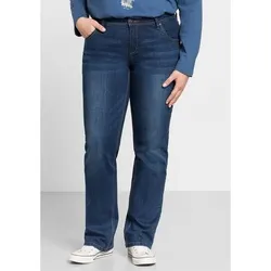 Stretch-Jeans SHEEGO "Große Größen" Damen Gr. 24, blau - Bequeme Stretch-Jeans im 5-Pocket-Style für Damen in großen Größen. Mit individuellen Used-Effekten und gerader Beinform für einen lässigen Look.