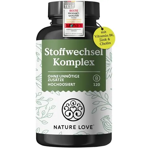NATURE LOVE® Stoffwechsel Komplex – 120 Kapseln - Pflanzliches Ergänzungsmittel mit hochdosierten Inhaltsstoffen wie Grünteeextrakt und Zink, unterstützt deinen Stoffwechsel und Blutzuckerspiegel nachhaltig.