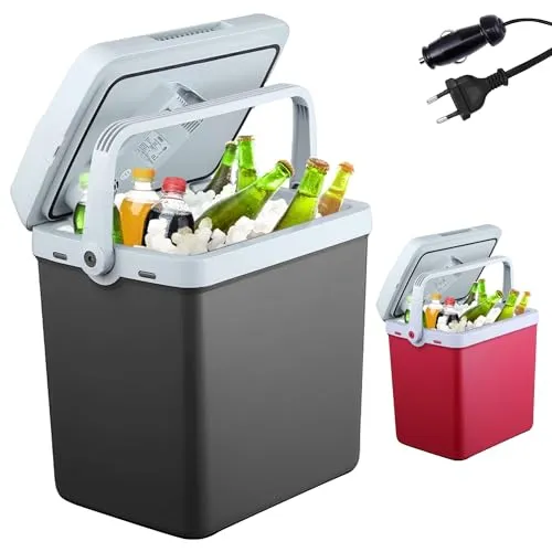 Arebos 25 Liter Kühlbox - Thermoelektrische Kühlbox für Auto und Steckdose - Haushaltsgroßgeräte - Kühlbox mit ECO Modus, ideal zum Kühlen und Warmhalten von Speisen und Getränken, perfekt für unterwegs und beim Camping.