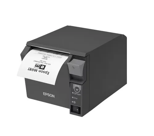 Epson TM-T70II M296A Thermo Drucker - Kompakter POS-Drucker - Drucker für den Point of Sale, bietet schnelle Thermodrucktechnologie und vielseitige Konnektivität via USB und Seriell für effiziente Nutzung.