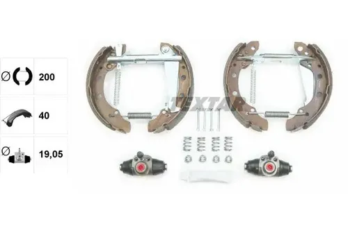 TEXTAR Bremsensatz Trommelbremse für VW, SKODA, SEAT - Autoteile für Hinterachse, vormontiert mit Radbremszylinder, ideal für Fahrzeuge mit und ohne ABS.