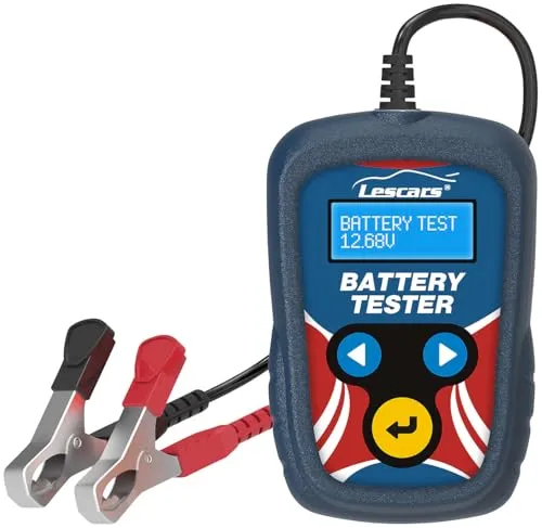 Lescars Voltmeter: 12-Volt-Kfz-Batterietester mit Lasttester, 100 bis 2000 CCA (Battery Tester, Auto Batterietester Diagnosegerät, 12V)