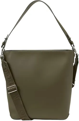 MARC O'POLO ACCESSORIES Hobo "VANJA" - Schultertasche für Damen in olivgrün, aus beschichtetem Polyester mit verstellbarem Logo-Gurtband, ideal für stilvolle Auftritte.