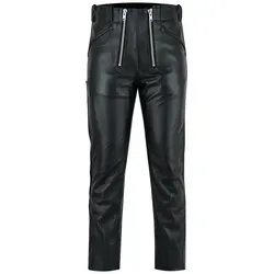 BOHMBERG Herren Lederhose Zimmermannshose aus echtem Rindsleder, Schwarz - Hochwertige Herren Hosen aus 100% echtem Rindsleder mit leichten YKK-Reißverschlüssen, ideal für Handwerk und Freizeit.