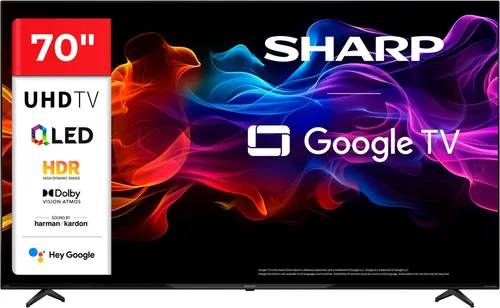 Sharp 4T-C70HPx QLED-Fernseher 70 Zoll - Erleben Sie 4K Ultra HD Entertainment mit Google TV. Alle Ihre Lieblingsinhalte an einem Ort, personalisiert und leicht zugänglich. Ideal für ein unvergleichliches Fernseherlebnis.