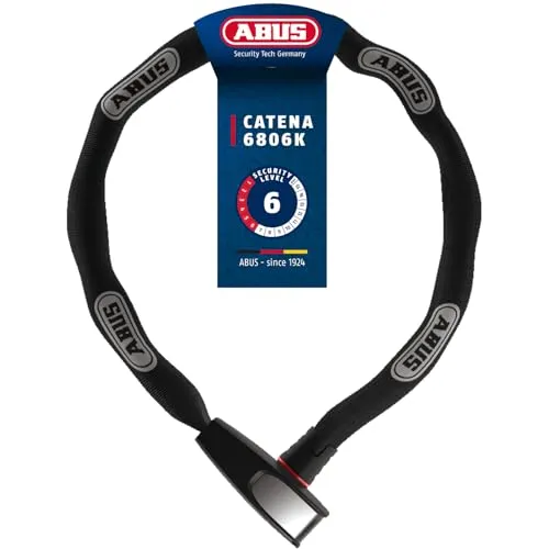 ABUS Kettenschloss Catena 6806K - 85 cm, leichtes und robustes Fahrradschloss aus gehärtetem Stahl mit modischem Textilschlauch und ABUS-Sicherheitslevel 6