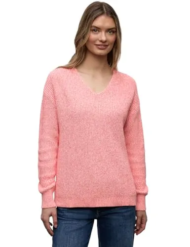 Street One Damen Mouliné Pullover - Stylischer Baumwollpullover mit V-Ausschnitt und langen Ärmeln. Ideal für einen lässigen Look und vielseitig kombinierbar.