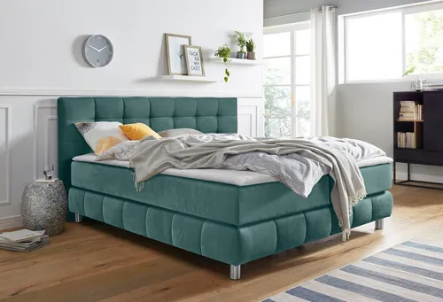 Home affaire Boxspringbett Salo XXL, in Samtoptik oder Struktur, 6 Breiten in Überlänge 220cm, 4 Härtegrade