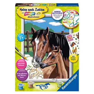 Ravensburger Malen-nach-Zahlen Pferd mit Fohlen mehrfarbig