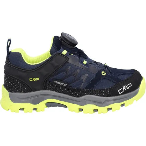 CMP Kids Kiruna Fitgo Trekking Shoes WP b.blue-yellow fluo (24NR) - Wanderschuhe für Kinder mit innovativem FitGo L7-2 Schließsystem für einfache Anpassung und wasserdichter CLIMAPROTECT-Membran für trockene Füße.