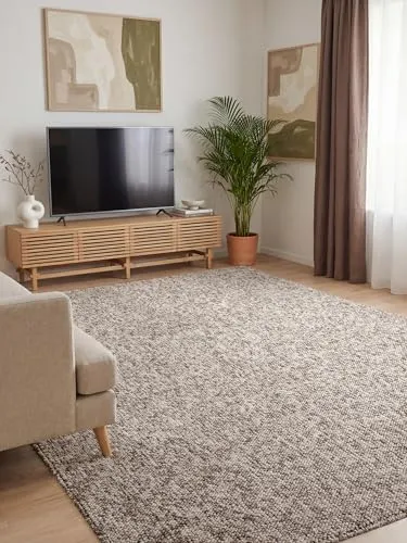 ELLE DECORATION Teppich Rocco - Waschbarer Kurzflor-Teppich - Der waschbare Teppich Rocco überzeugt mit klassischer Woll-Optik und bringt modernen Chic in Ihr Zuhause. Mit 10 mm Höhe ideal für Wohnzimmer und Esszimmer, sorgt er für Komfort und ist pflegeleicht.