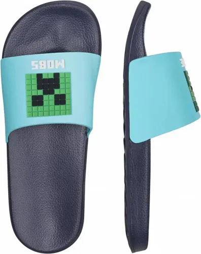 Minecraft Creeper Kinder Badelatschen – 3D Optik in Blau, Größe 29/30 - Klassische Sandalen im coolen Minecraft Design. Hergestellt aus weichem, rutschhemmendem EVA-Material für optimalen Komfort und Sicherheit beim Spielen.