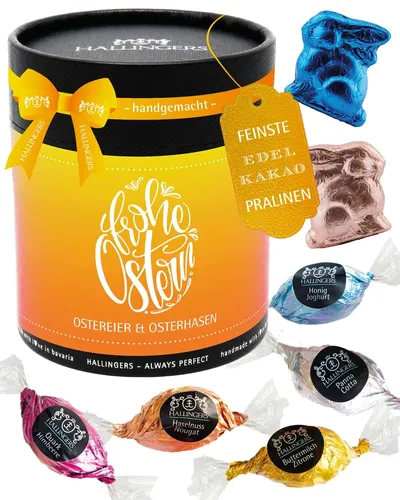 Pralinen-Osterei Ostergeschenk - mit & ohne Alkohol "Frohe Oste..." Hallingers D
