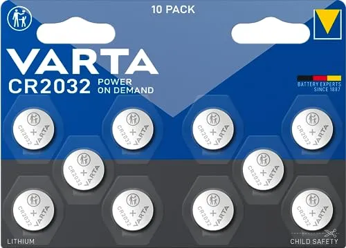 VARTA Batterien Knopfzellen CR2032, 10 Stück, Power on Demand, Lithium Coin, 3V, kindersichere Verpackung, für elektronische Kleingeräte - Autoschlüssel, Fernbedienungen, Waagen