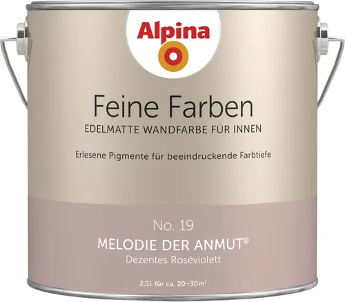 Alpina Feine Farben No. 19 Melodie der Anmut 2,5 L - Farben in edelmatt mit dezenter rosévioletter Nuance, ideal für stilvolle Wandgestaltungen und ein harmonisches Wohnambiente.