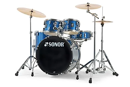 Sonor AQX Studio Set BOS Blue Ocean Sparkle Schlagzeug - 5-teiliges Schlagzeug-Set mit hochwertigem Pappel-Kessel und beeindruckendem Blue Ocean Sparkle Finish, ideal für Einsteiger und Profis.