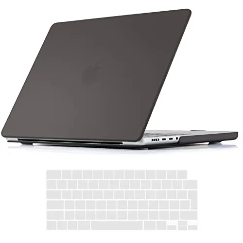 iNeseon Hülle Kompatibel mit 2021-2024 MacBook Pro 14 Zoll M4 M3 M2 M1 Pro/Max A3112 A3185 A3401 A2918 A2992 A2779 A2442, Plastik Hartschale Schutzhülle Case und Tastaturschutz, Grau
