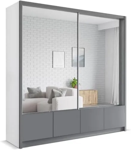 MOEBLO Kleiderschrank SILU – 2/3-türig mit Spiegel und Schubladen - Kleiderschrank mit eleganten Schiebetüren, praktischem Spiegel und geräumigen Schubladen. Ideal für eine stilvolle und funktionale Garderobe.