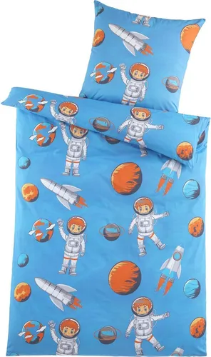 Kinder-Bettwäsche Astronaut 135 x 200 cm - Bettwäsche aus 100% Polyester in modernem Design. Super soft und pflegeleicht, ideal für süße Träume und gemütliche Nächte.