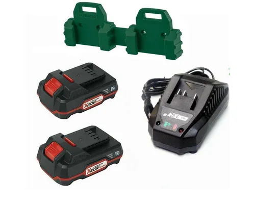 Parkside Starterset 2 x Akku 20 V 2.0 Ah PAP 20 und Ladegerät - Werkzeug-Ladegeräte, inklusive zwei leistungsstarker Akkus für optimale Leistung und ein schnelles Ladegerät für effizientes Arbeiten.