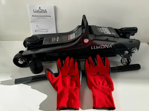 Hydraulischer Rangierwagenheber 2,5T - Flach und leistungsstark - Wagenheber für PKW und tiefergelegte Autos, mit einer Hubhöhe von 85-385mm und 2,5t Tragkraft. Inkl. rutschfester Gummiauflagen und Aufbewahrungskoffer für einfachen Transport.