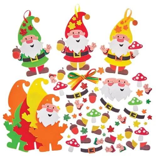 Baker Ross FX560 Herbst Gnome Moosgummi Mix & Match Bastelset, 8er-Pack, kreative Figuren zum Kombinieren und Gestalten