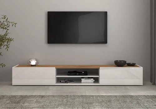 OTTO home Lowboard Garda, Hochglanz TV-Kommode mit 2 Klappen, 210 cm - Das stilvolle TV-Board »Garda« von OTTO HOME besticht durch hochwertige Verarbeitung und eleganten Barockstil. Mit reichlich Stauraum und pflegeleichten Oberflächen ist es ideal für jedes Wohnambiente.
