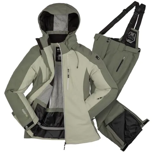 Killtec Damen Skianzug Größe 40 – Wasserdicht & Atmungsaktiv in Salbei Olivgrün - Funktionaler 2-teiliger Damen Skianzug von Killtec, ideal für den Wintersport. Mit 10.000 mm Wassersäule, winddicht und atmungsaktiv. Ausgestattet mit Schneefang und praktischen Taschen für optimalen Komfort.