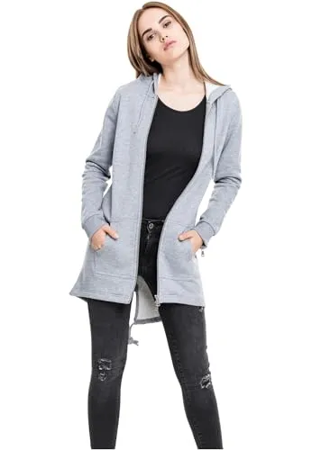 Urban Classics Damen Sweatjacke Ladies Sweat Parka - Bequeme Kapuzenjacke in Grau, Größe S - Kapuzenpullover für Damen mit großzügiger Kapuze und praktischer Känguru-Tasche, ideal für sportliche Outfits und lässige Looks.
