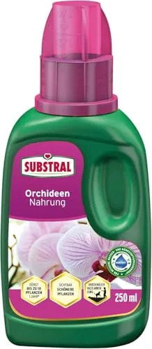 SUBSTRAL Orchideen-Nahrung 250 ml - Flüssigdünger für prachtvolle Orchideen - Garten- und Grünflächenpflege - Fördert Blütenbildung und Gesundheit Ihrer Orchideen mit schneller Nährstoffaufnahme für sichtbare Ergebnisse in nur 7 Tagen.