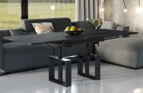 Endo-Moebel Couchtisch Empoli - Rechteckiger Couchtisch in Graphit, 65x58x110 cm, mit Doppellift und hochwertigem Nachbildungsfurnier – flexibel als Esstisch nutzbar und ideal für modernes Wohnen.