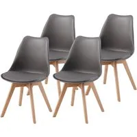 Albatros International Esszimmerstuhl AARHUS Weiss 4er Set - Stühle für Esszimmer und Küche im skandinavischen Retro-Design, mit bequemer Polsterung und stabilen Massivholzbeinen – stilvoll und komfortabel.