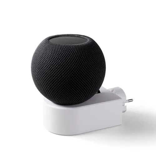 smattex Steckdosenhalter kompatibel mit Apple Homepod Mini - Wandhalterung, unauffällige Kabelführung - minimalistisches edles Design in 2 Farben - hochwertiger PETG-Kunststoff (weiß)