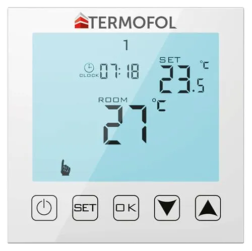 Termofol Heizungsthermostat TF-H1 - Heizkörperthermostat IP20 - Thermostat Fußbodenheizung - Thermostat für Heizfolie - Smart Home Gadgets - Thermostat Heizung - Smarthome - Weiß