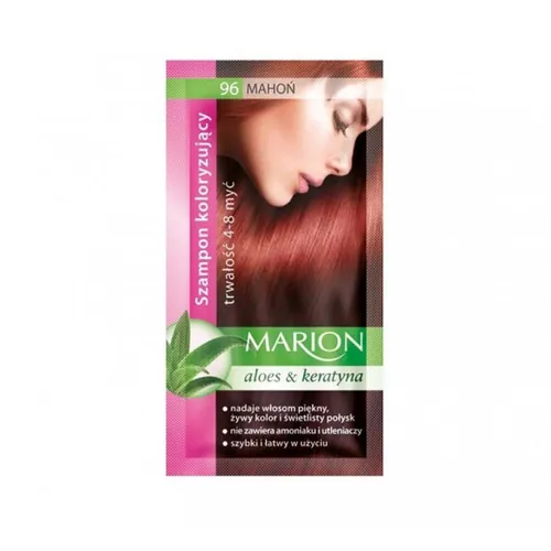 Marion Hair Dye Shampoo in Bag Semi-Permanent Color with Aloe and Keratin 96 Mahogany
